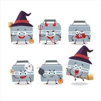 Halloween Ausdruck Emoticons mit Karikatur Charakter von grau Mittagessen Box vektor