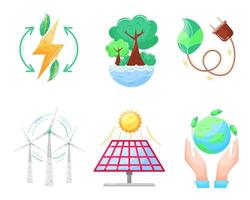 eco ikoner uppsättning. ekologisk ikon. grön energi. sol- paneler. platt stil. grön energi. rena planet. vektor