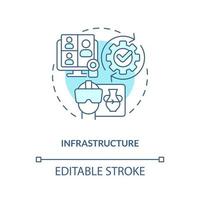 Infrastruktur Türkis Konzept Symbol. verbinden zu Netzwerk. Schicht von Metaverse abstrakt Idee dünn Linie Illustration. isoliert Gliederung Zeichnung. editierbar Schlaganfall vektor