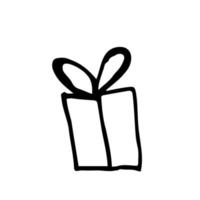 ikonen för en presentförpackning insvept i ett band med en rosett. en enkel bild av en stängd låda. tom konsistens. isolerad vektor på en ren vit bakgrund.