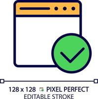 webb sida med bock pixel perfekt rgb Färg ikon. hemsida fönster med bock. förtroendefull källor på internet. isolerat vektor illustration. enkel fylld linje teckning. redigerbar stroke