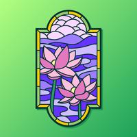 Lotus färgat glasfönstervektor