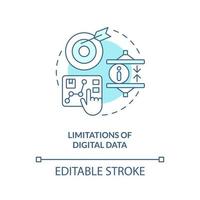 begränsningar av digital data turkos begrepp ikon. sätt till upprätthålla din varumärke abstrakt aning tunn linje illustration. isolerat översikt teckning. redigerbar stroke vektor