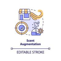 Duft Augmentation Konzept Symbol. Geruch sensorisch Marketing im Verkauf abstrakt Idee dünn Linie Illustration. Geruch im speichern. isoliert Gliederung Zeichnung. editierbar Schlaganfall vektor