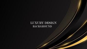 abstrakt Luxus schwarz mit glänzend wellig Gold Linie Hintergrund Vektor. Luxus elegant Thema Design vektor
