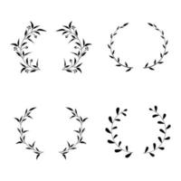 Hand gezeichnet Blumen- Frames mit Blumen, Ast und Blätter. Kranz. elegant Logo Vorlage. Vektor Illustration zum Etiketten, branding Geschäft Identität, Hochzeit Einladung