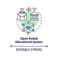 öppen slutade pedagogisk systemet begrepp ikon. fördel av icke formell utbildning abstrakt aning tunn linje illustration. isolerat översikt teckning. redigerbar stroke vektor