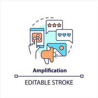 förstärkning begrepp ikon. användare aktivitet. dela med sig innehåll. social media samspel abstrakt aning tunn linje illustration. isolerat översikt teckning. redigerbar stroke vektor