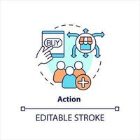 verkan begrepp ikon. uppmuntra till samspel. social media engagemang. medverkan abstrakt aning tunn linje illustration. isolerat översikt teckning. redigerbar stroke vektor