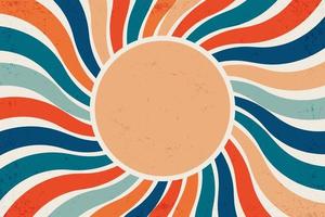 Retro-Sonne brach Vintage-Hintergrund. Swirl-Tapete mit Grunge. Spiralstrahlen-Zirkusillustration für Banner, Poster, Rahmen und Hintergrund. Vektor verdrehtes Design