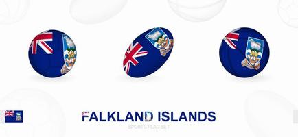 sporter ikoner för fotboll, rugby och basketboll med de flagga av falkland öar. vektor