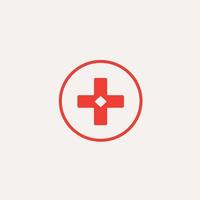 Logo oder Symbol mit rot Kreis und rot Kreuz Innerhalb zum Gesundheit Themen vektor