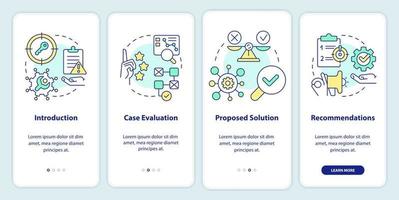 Fall Abfassung Onboarding Handy, Mobiltelefon App Bildschirm. studieren planen Komplettlösung 4 Schritte editierbar Grafik Anleitung mit linear Konzepte. ui, ux, gui Vorlage vektor