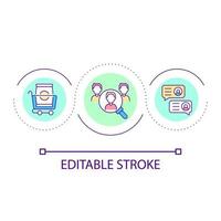 studerar kund beteende slinga begrepp ikon. kommunikation med klienter i chatt. varor beställning abstrakt aning tunn linje illustration. isolerat översikt teckning. redigerbar stroke vektor