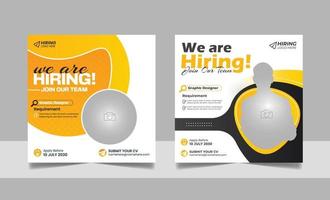 wir sind Einstellung Job freie Stelle Sozial Medien Post Digital Marketing Banner Design Vorlage mit schwarz Orange Gelb Farbe. vektor