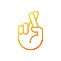 gekreuzt Finger Pixel perfekt Gradient linear Vektor Symbol. wünsche und Hoffnung. Hand Geste. Aberglauben. dünn Linie Farbe Symbol. modern Stil Piktogramm. Vektor isoliert Gliederung Zeichnung