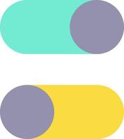 växla på och av knappar platt Färg ui ikon. ändring inställningar. skiftande mellan två motsatt stater. enkel fylld element för mobil app. färgrik fast piktogram. vektor isolerat rgb illustration