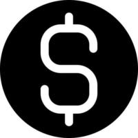 Dollar Münze schwarz Glyphe ui Symbol. Währung und Geld. Finanzen und Banken. Benutzer Schnittstelle Design. Silhouette Symbol auf Weiß Raum. solide Piktogramm zum Netz, Handy, Mobiltelefon. isoliert Vektor Illustration