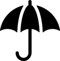 Regenschirm schwarz Glyphe ui Symbol. Investition Schutz. Wetter Zubehörteil. Benutzer Schnittstelle Design. Silhouette Symbol auf Weiß Raum. solide Piktogramm zum Netz, Handy, Mobiltelefon. isoliert Vektor Illustration