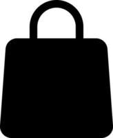 Einkaufen Tasche schwarz Glyphe ui Symbol. Kauf Waren. Shopaholismus und Konsumismus. Benutzer Schnittstelle Design. Silhouette Symbol auf Weiß Raum. solide Piktogramm zum Netz, Handy, Mobiltelefon. isoliert Vektor Illustration