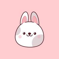 süß Weiß kawaii Hase mit ein Lächeln vektor