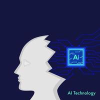 trogen artificiell intelligens av digital mänsklig med neuralt hjärnor nätverk till djup inlärning data. vektor