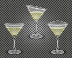 Martini Cocktail alkoholisch trinken Glas Vektor Illustration isoliert auf Weiß Hintergrund