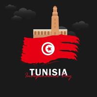 vektor av självständighetsdagen med Tunisiens flaggor.