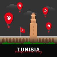 vektor av självständighetsdagen med Tunisiens flaggor.