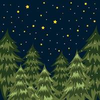 Weihnachten Karte. Nacht Winter Wald. Weihnachten Bäume. hoch Qualität Vektor Bild.
