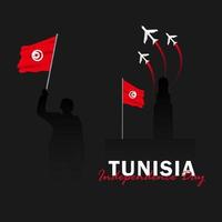 vektor av självständighetsdagen med Tunisiens flaggor.