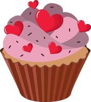 Cupcake mit Herzen. Liebe. Valentinstag Tag. hoch Qualität Vektor Illustration.