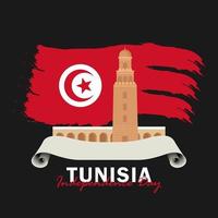 vektor av självständighetsdagen med Tunisiens flaggor.