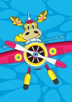 süß Karikatur Giraffe Pilot fliegend Star Flugzeug Illustration vektor