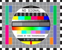 TV signal testa skärm mönster, tv testkort vektor