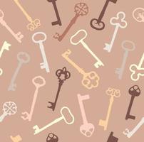 årgång sömlös mönster med annorlunda antik nycklar på rosa vektor