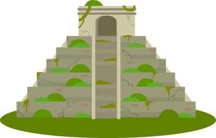 mayan pyramid. gammal amerikan kultur. byggnad i grön djungel. turist attraktion av Mexiko. stegad övergiven tempel. ett gammal mystisk civilisation. tecknad serie platt illustration vektor