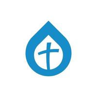 Kreuz Kirche fallen Wasser modern Logo vektor