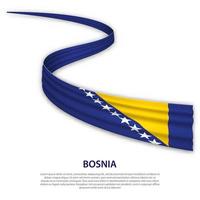 schwenkendes band oder banner mit flagge von bosnien vektor