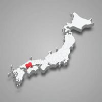 hiroshima område plats inom japan 3d Karta vektor