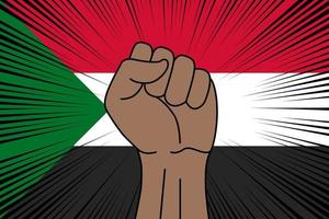 mänsklig näve knöt symbol på flagga av sudan vektor