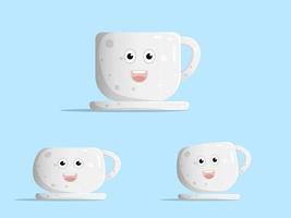 niedliche Karikatur Kaffeetasse Charakter flaches Design-Set vektor