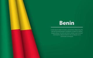 Welle Flagge von Benin mit Copyspace Hintergrund. vektor