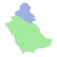 hoch Qualität politisch Karte von Saudi Arabien und Irak mit Grenzen von das Regionen oder Provinzen vektor