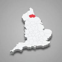 durham grevskap plats inom England 3d Karta vektor