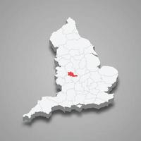 väst mittlandet grevskap plats inom England 3d Karta vektor