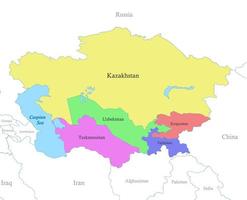Karta av central Asien med gränser av de stater. vektor