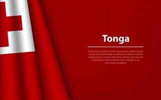 Welle Flagge von Tonga mit Copyspace Hintergrund. vektor