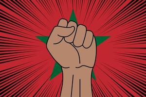 mänsklig näve knöt symbol på flagga av marocko vektor