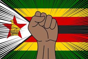 Mensch Faust geballt Symbol auf Flagge von Zimbabwe vektor